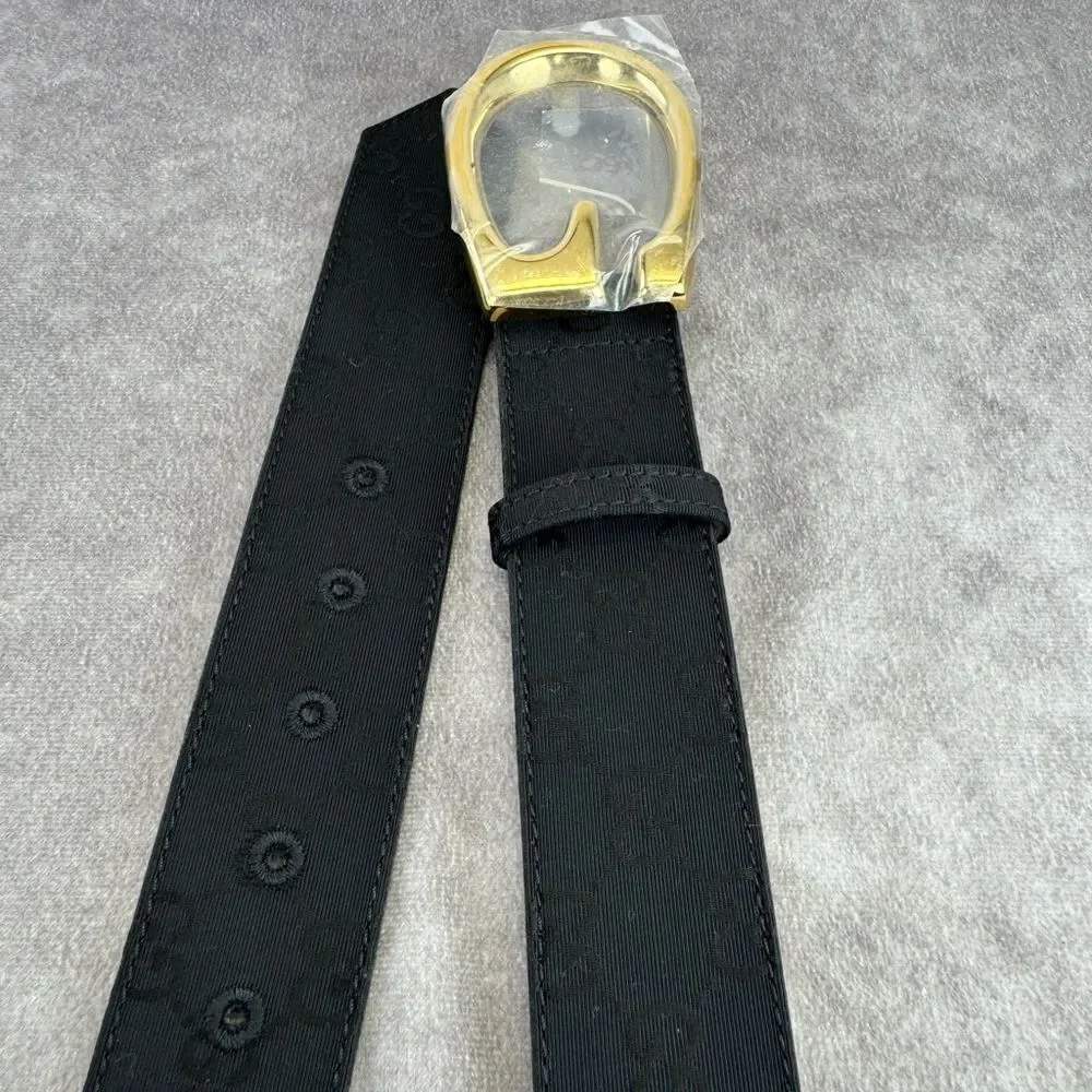 NEW Gucci Black GG Monogram Lurex Canvas Belt - Picture 11 of 13
